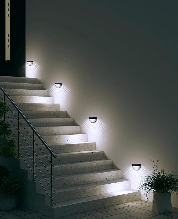 OTHWAY Solar Fence Post Lights Wall Mount Decorative Deck Lighting (Black, 6 Packs)