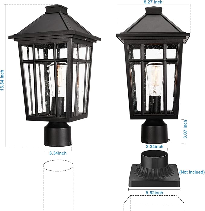 Solar Post Cap Lights, Black Waterproof
