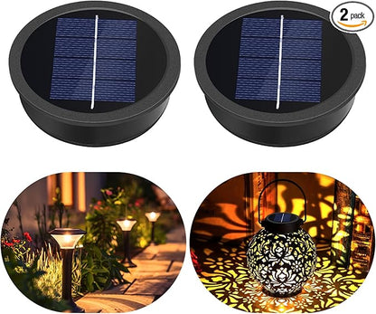 2-Pack Solar Light Replacement Top, Replacement Solar Light Parts for Lantern (Top 3.23 Inch, Bottom 2.9 Inch), Waterproof LED Replacement for Outdoor Garden, Pathway, Yard Lights & Decor