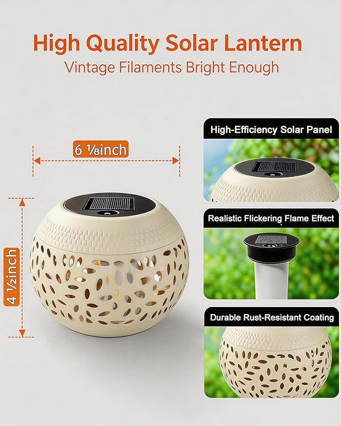 Solar Table Lights Outdoor Waterproof - 2 Pack Dancing Flickering Flame Lamp White Metal Tabletop Light Solar Powered Decorative Lighting Lantern for Desk Bedroom Patio Garden Pathway Yard