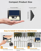 12-Pack Warm White Solar Fence Lights, Outdoor LED