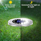 8-Pack Solar Ground Disk Lights, White Waterproof LED