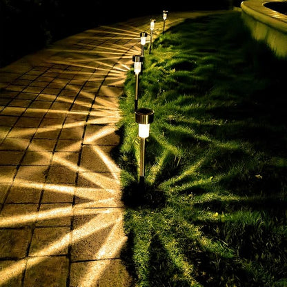 Solar Lights Outdoor Garden Landscape Pathway Lights - 12 Pack Stainless Steel (Warm White)