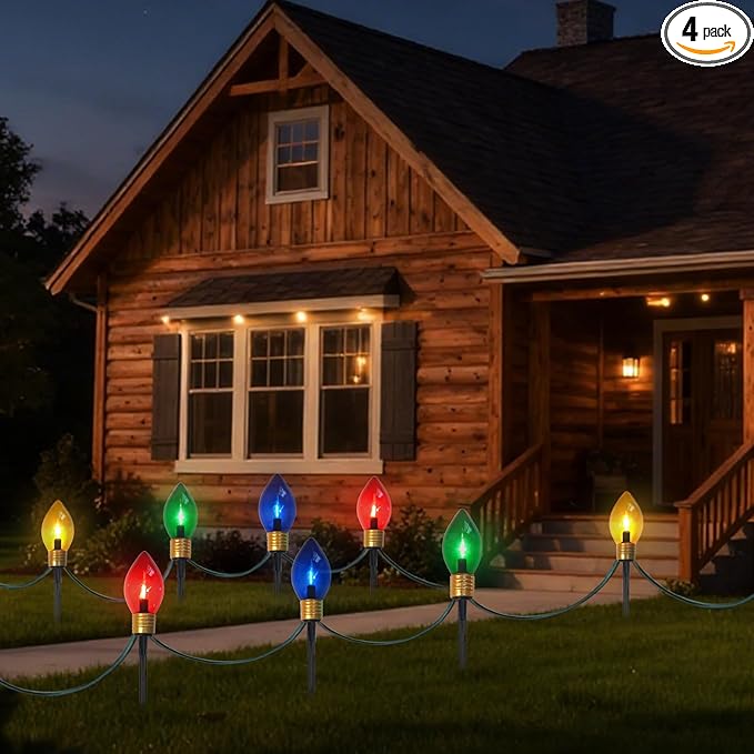4-Pack Multicolor Solar Path Lights, Outdoor Garden LED