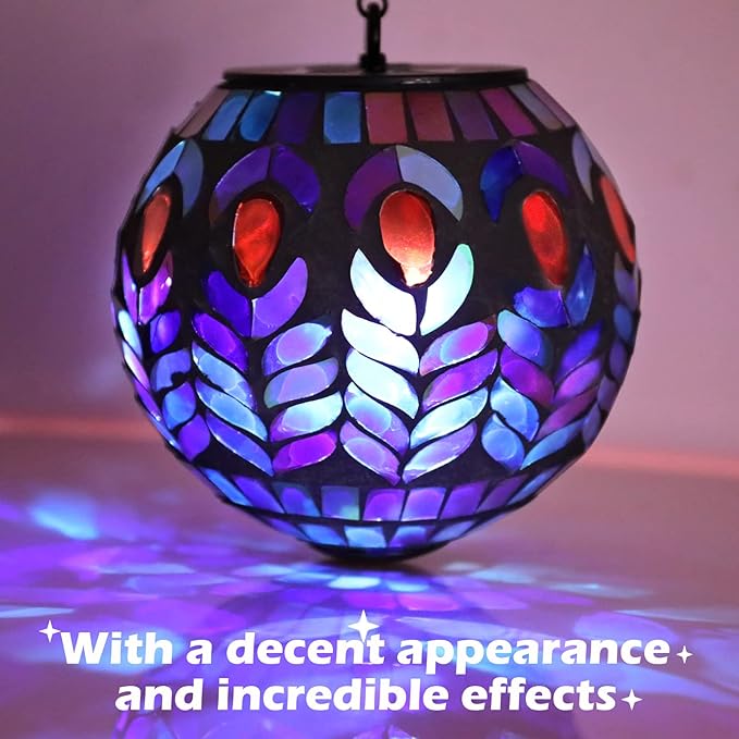 Solar Mosaic Lanterns, Outdoor Hanging LED Decor