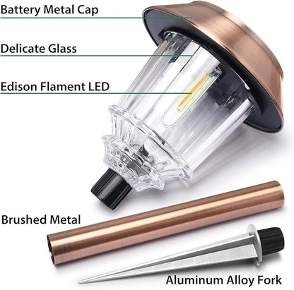 DenicMic Solar Garden Lights Outdoor Pathway Lights Glass Stainless Steel Waterproof Solar Powered Landscape Lighting for Yard Patio Lawn Path Walkway, Super Bright 12-40 Lumens, 2 Pack