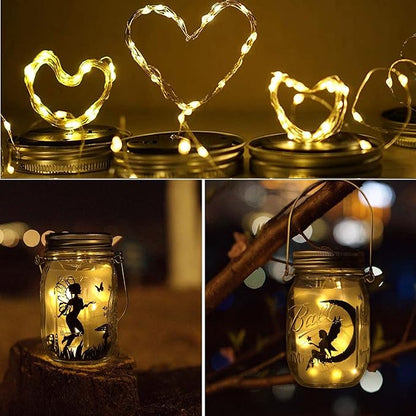Solar Mason Jar Lights Lids, 10 Pack 30 LED Solar Fairy Lights for Regular Mouth Mason Jars, Outdoor Hanging Mason Jar Lights for Garden Yard Decor, Wedding Christmas Gifts (Jars Not Included)