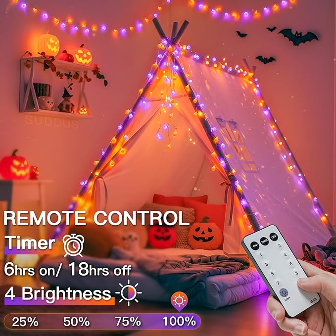 Halloween Fairy Lights, 33ft 100 LED Battery Twinkle Lights