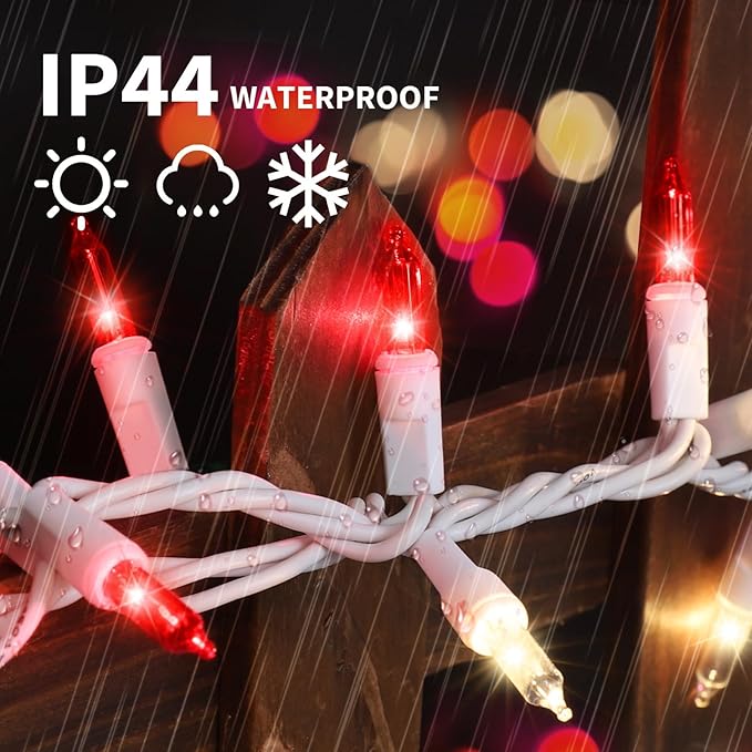 LAMPHOME 100 Count Red Clear Valentine Lights, Connectable 20ft Valentine Room Lights, Plug in Christmas String Light Indoor Outdoor for Christmas Bedroom Valentines Party Galentine's Day Decoration