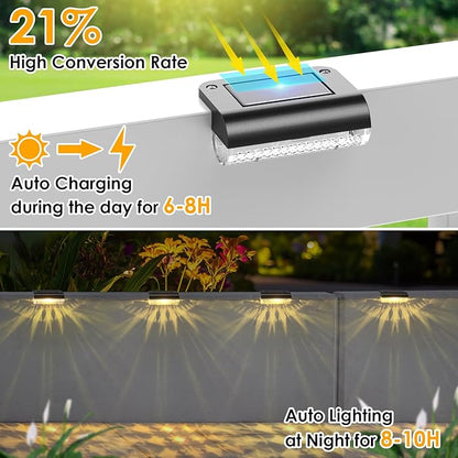 Mancra Solar Step Lights Outdoor, Solar Deck Lights Waterproof Outdoor Lighting for Patio Fence Stairs Post Railing Yard and Garden (Warm White, 16 Pack)