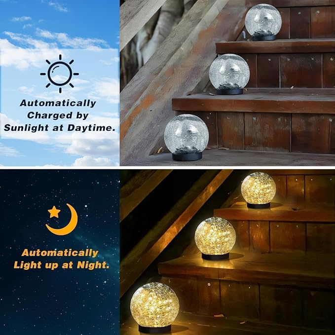 4-Pack Solar Pathway Lights, Waterproof LED Walkway Lights