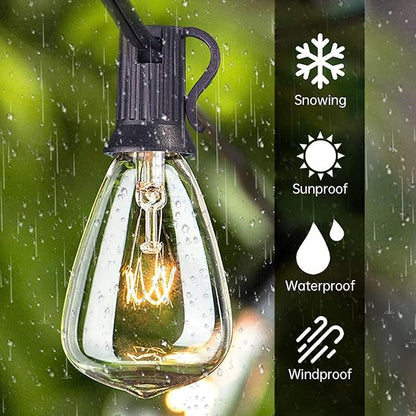 20Ft Outdoor String Lights,Edison Bulb String Lights with 22 Clear Edison Bulbs (2 Spare) UL Listed,Outdoor Patio Lights Waterproof for Outside Patio Backyard Party Deck Yard