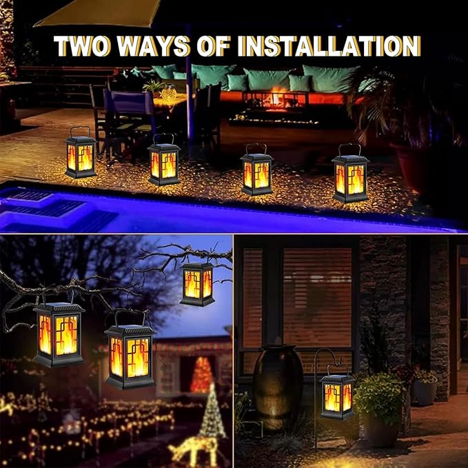 Garden Solar Hanging Lanterns 4-Pack, Decorative Outdoor Decor