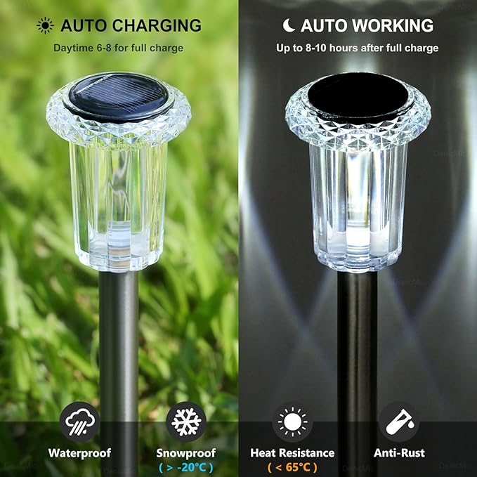 10-Pack Solar Landscape Lights for Walkway