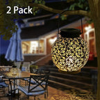 2-Pack Garden Solar Patio Lanterns, Rustic Waterproof LED
