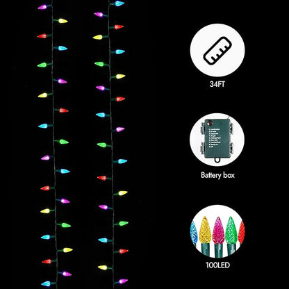 Christmas String Lights, 34ft 100 LED Waterproof Twinkle Lights