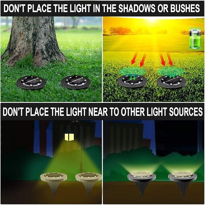 12-Pack Warm White Flat Solar Driveway Lights, Waterproof LED