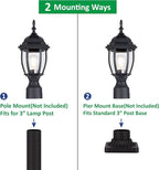 Pole Lantern for Outdoor Posts, Black Waterproof