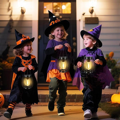 Solar Lanterns Outdoor 2 Pack, Metal Solar Hanging Lanterns with Hook - Outdoor Hanging Lantern Lights Waterproof, Bright Warm Lantern Decor for Outside Garden Yard Patio Pathway