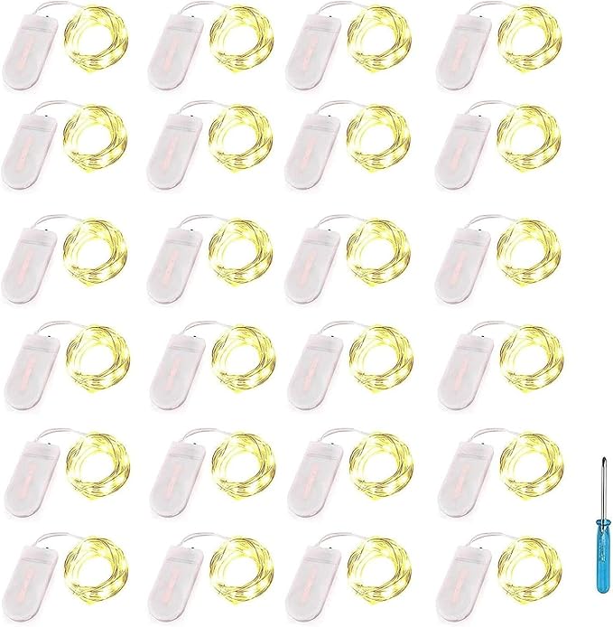 Christmas Fairy Lights 24-Pack, 2ft 30 LED Battery Twinkle Lights