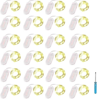 Christmas Fairy Lights 24-Pack, 2ft 30 LED Battery Twinkle Lights