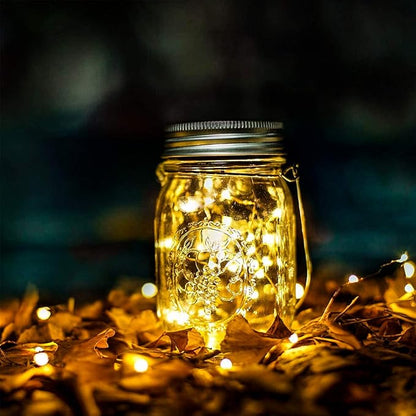 Upgraded Solar Mason Jar Lid Light,Multicolor 30LED Light String Fairy Firefly Jar Lid Light (3 Colors) Including 12 Hangers(Excluding Jars) Best for Mason Jars Terrace Garden Decoration