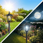 Cool White Post Lighting Fixture with Planter, Solar Outdoor