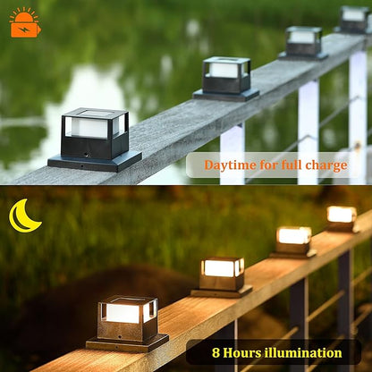 MAGGIFT 4 Pack Solar Post Lights, 20 Lumen Outdoor Warm White High Brightness SMD LED Lighting Solar Powered Cap Light, Fits 4x4, 5x5 or 6x6 Wooden Posts, Waterproof for Yard Fence Deck or Patio