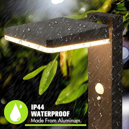 Solar Motion Pathway Lights Outdoor, 2 Pack Solar Powered Garden Lights Waterproof, 72 LED 600 Lumens Super Bright Motion Sensor Solar Path Light, Aluminum Black Garden Light with Groundstake