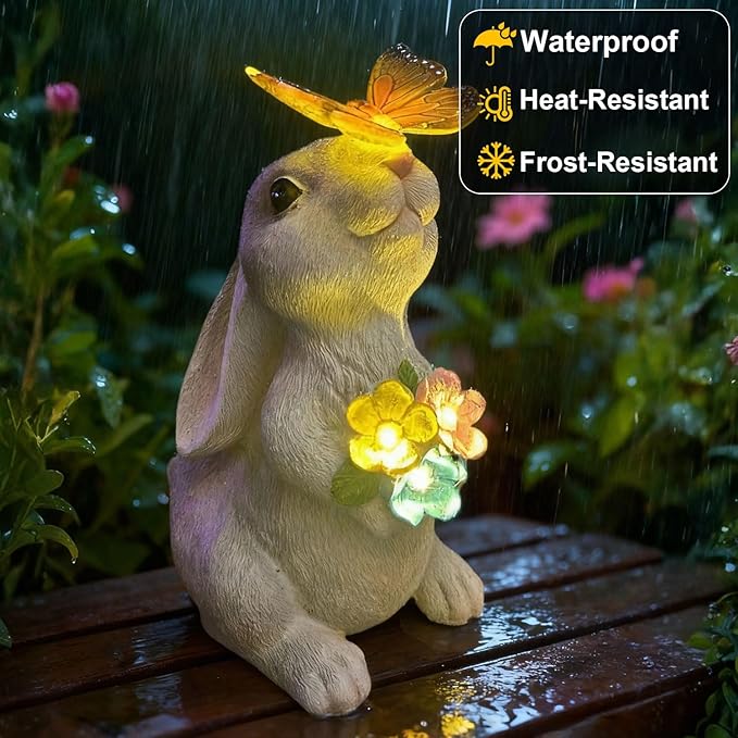 Solar Rabbit Statue Light, Yard Decor