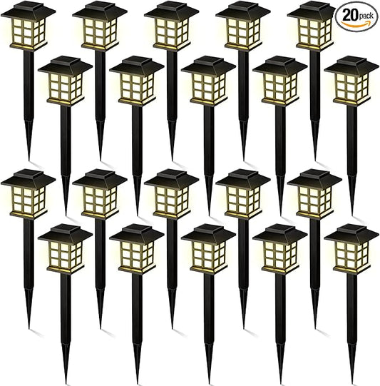 Hortsun 20 Pack Solar Pathway Lights, Outdoor Garden Solar Waterproof LED Landscape Lights for Yard Patio Lawn Pathway Decoration(Warm White)