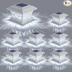 8-Pack White Solar Deck Post Lights, Outdoor LED Caps