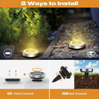 18-Pack Solar Ground Disk Lights, Warm White Waterproof LED