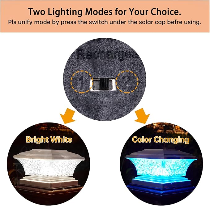 White Solar Deck Post Lights, Outdoor LED Caps