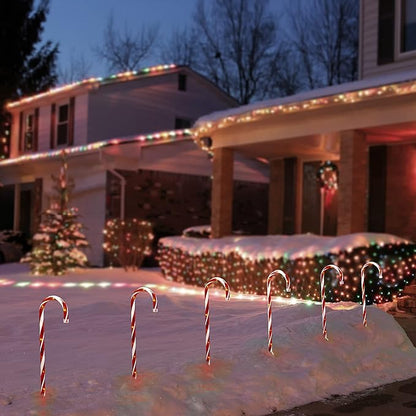 Christmas Candy Cane Lights Outdoor Pathway，12Pack Light up Candy Canes 16" Christmas Sidewalk Walkway Lights with 72 Incandescent Large Lighted Candycane Outdoors Decorations Yard Stakes