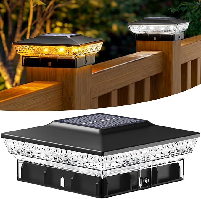 Black Solar Fence Post Caps, Fence LED