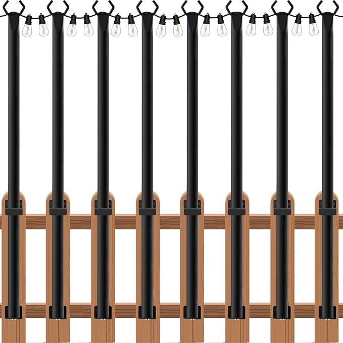 8-Pack 5ft String Light Poles, Heavy-Duty Metal Stands
