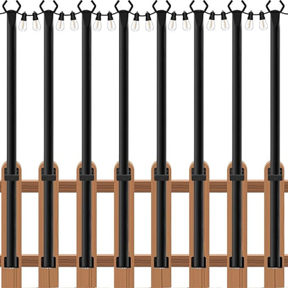 zoegi 8 Pack 5FT String Light Poles,Light Poles for Outside Lights with Fork,Outdoor Brackets Hanging Lights,Metal Stand for Deck Patio,Backyard,Wedding,Deck,Party