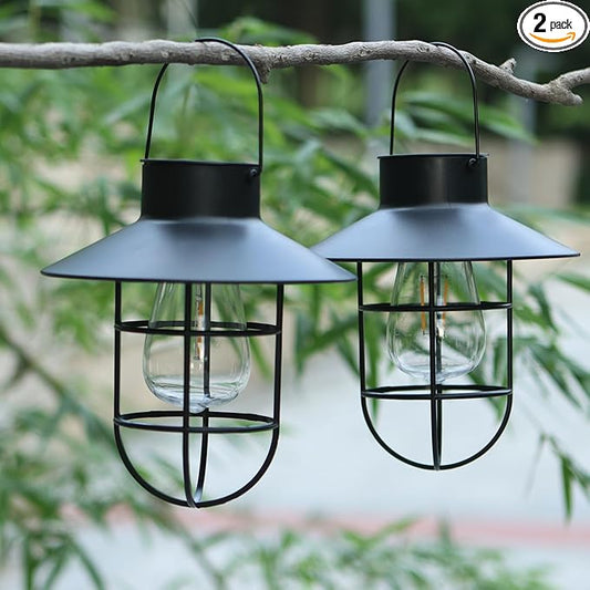 2 Pack ‌Solar Lanterns Outdoor Waterproof Ideal as Gifts for Women, Mothers and Wife.Vintage-Style Hanging Solar Lights Suitable for Outdoor Use in Yards, Patios, Backyards and Porches.