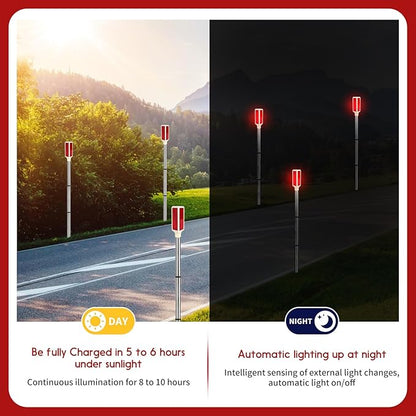 5 PCS Solar Driveway Markers Solar Powered Driveway Markers Driveway Lights Landscape Driveway Reflectors on Poles for Snow Road Outdoor Yard Parking Sidewalk