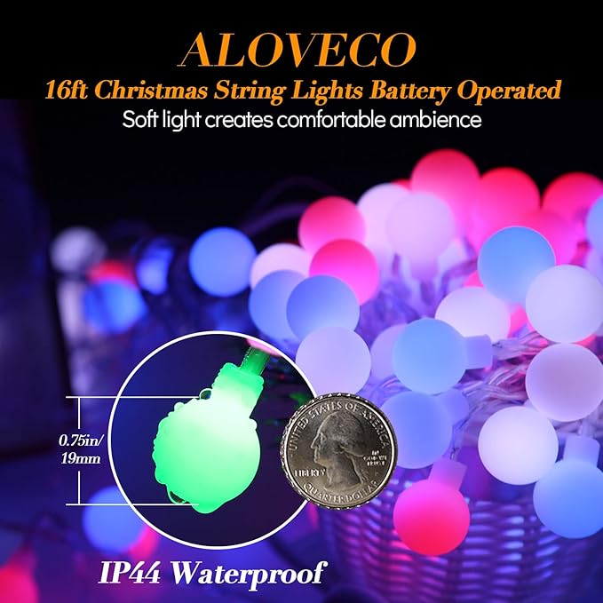 16ft RGB Outdoor Edison String Lights, Weatherproof