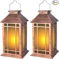 2-Pack Metal Hanging Solar Lanterns for Patio, Waterproof LED
