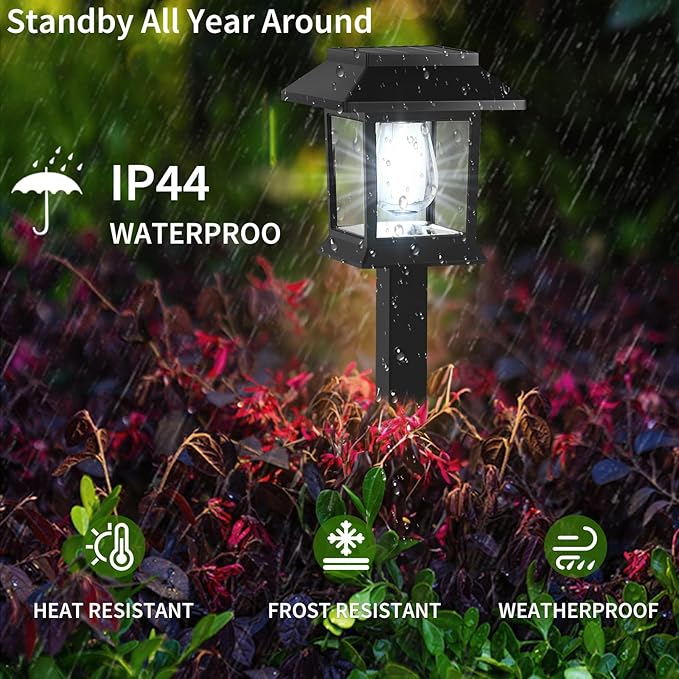 12-Pack Solar Pathway Lights, Waterproof LED Walkway Lights
