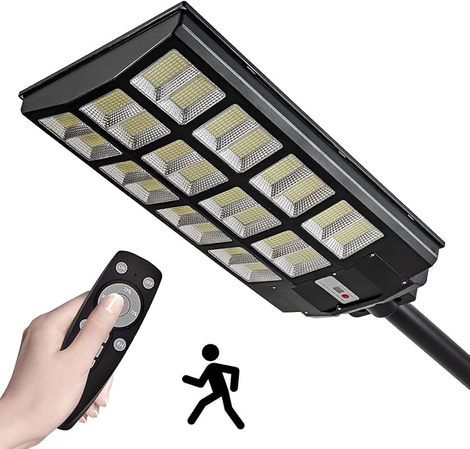 4000W Solar Street Lights Outdoor Waterproof, 400000LM, Dusk to Dawn Solar with Motion Sensor and Remote Control, LED Flood Light, Luces solares para exteriores, Suitable for courtyards, Garage.