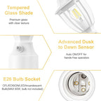 White Pole Lantern with Planter, Solar Outdoor