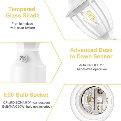 Lamomo Dusk to Dawn Outdoor Post Lights, Waterproof Aluminum White Lamp Post Light Fixture, Lamp Posts Outdoor Lighting Pole Lantern for Yard Patio Pathway Garden