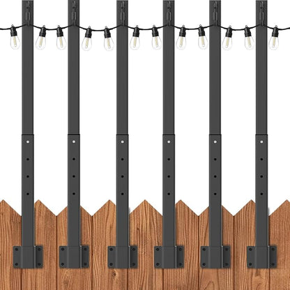 AILBTON 4 Pack Suspension Outdoor String Light Poles for Outside String Lights Hanging,with Clip and Holder,Light Post Mounting Stand for Patio Fence Wall Garden Backyard Deck
