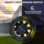 8-Pack Solar Ground Disk Lights, Warm White Waterproof LED