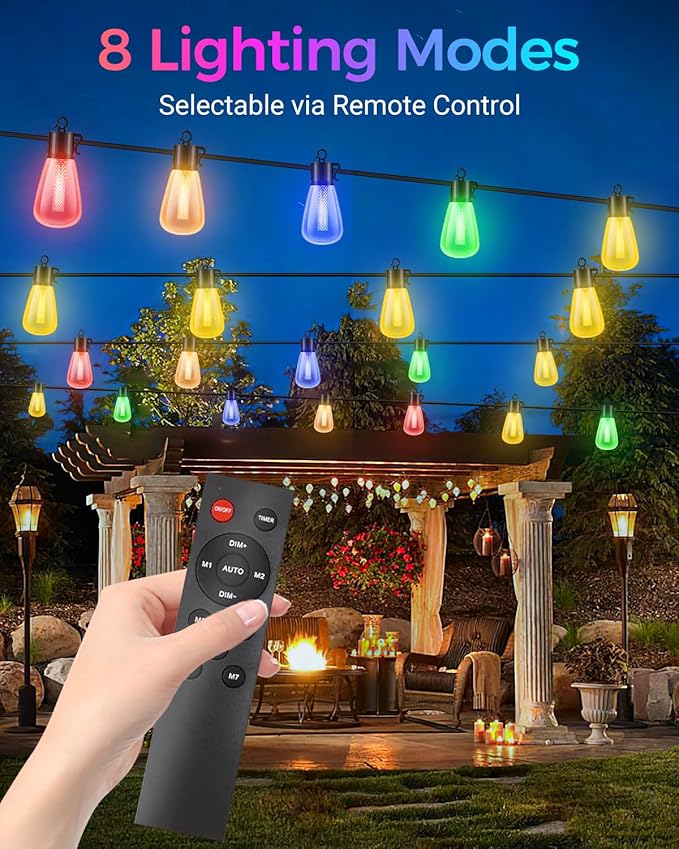 Café-Style Outdoor String Lights, 60ft Globe Bulbs