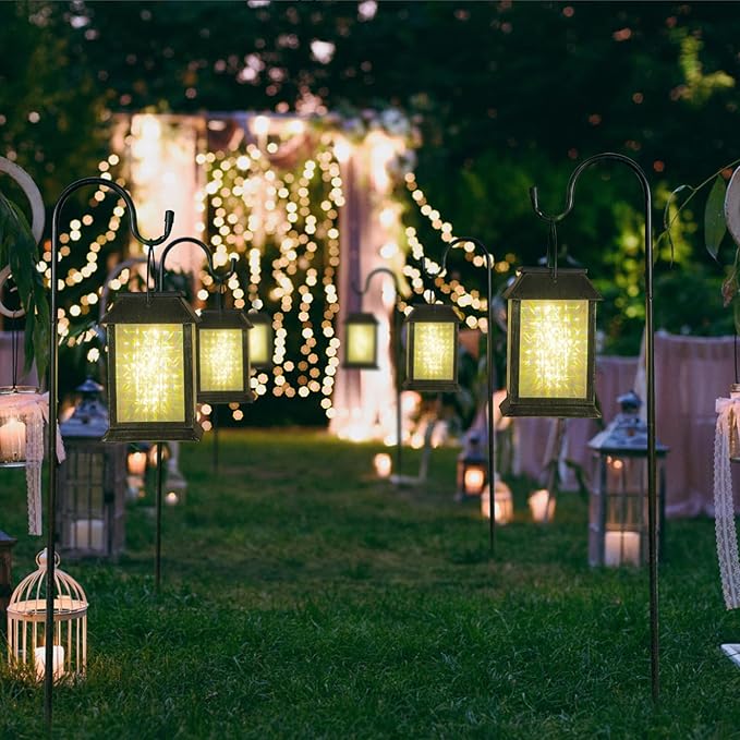 Courtyard Solar Hanging Lanterns 2-Pack, Charming Backyard Decor